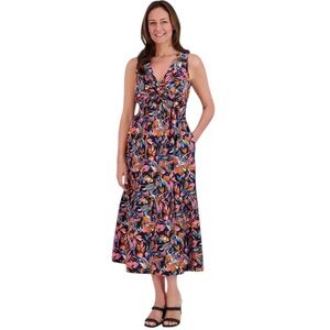 French Connection multicolor tropical floral twist front cotton maxi dress